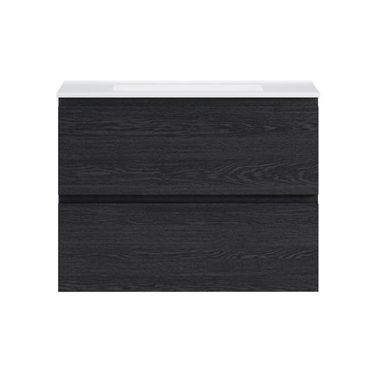 Liberte 30" Wall-Mounted Bathroom Vanity in Black Oak with 3-Hole Widespread Sink Top