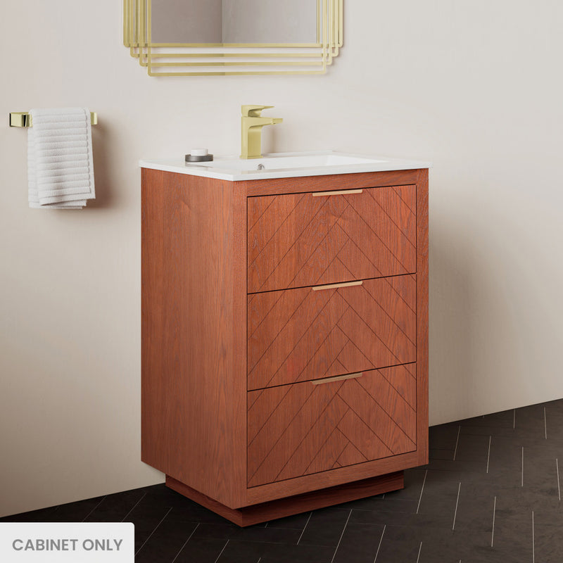 Daxton 24" Freestanding Bathroom Vanity Cabinet without Top in Brown Oak