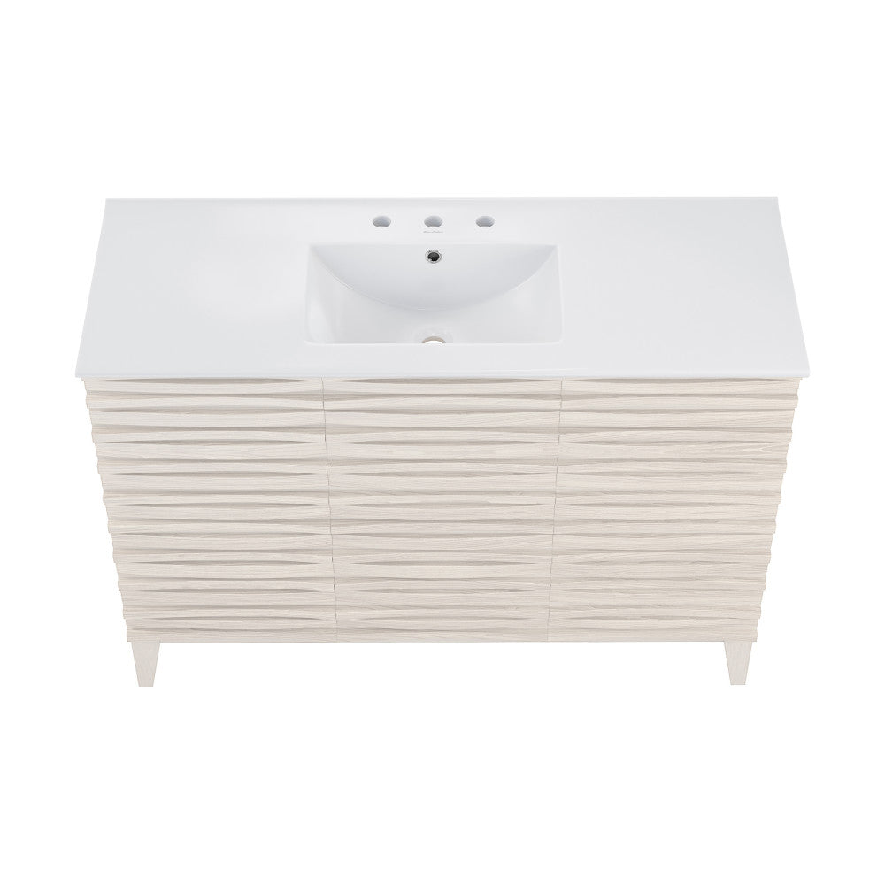 Cascade 48" Freestanding Bathroom Vanity in White Oak with 3-Hole Widespread Sink Top