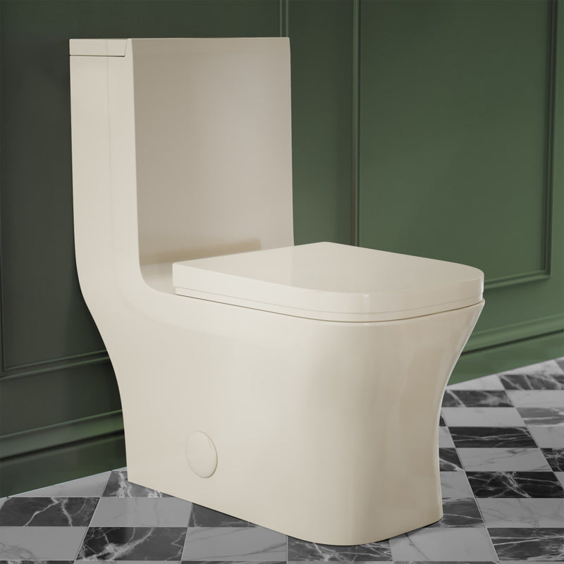 Concorde One Piece Square Toilet Dual Flush 1.1/1.6 gpf in Bisque