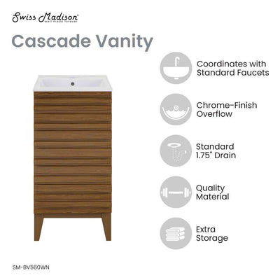 Cascade 18" Bathroom Vanity in Brown Oak