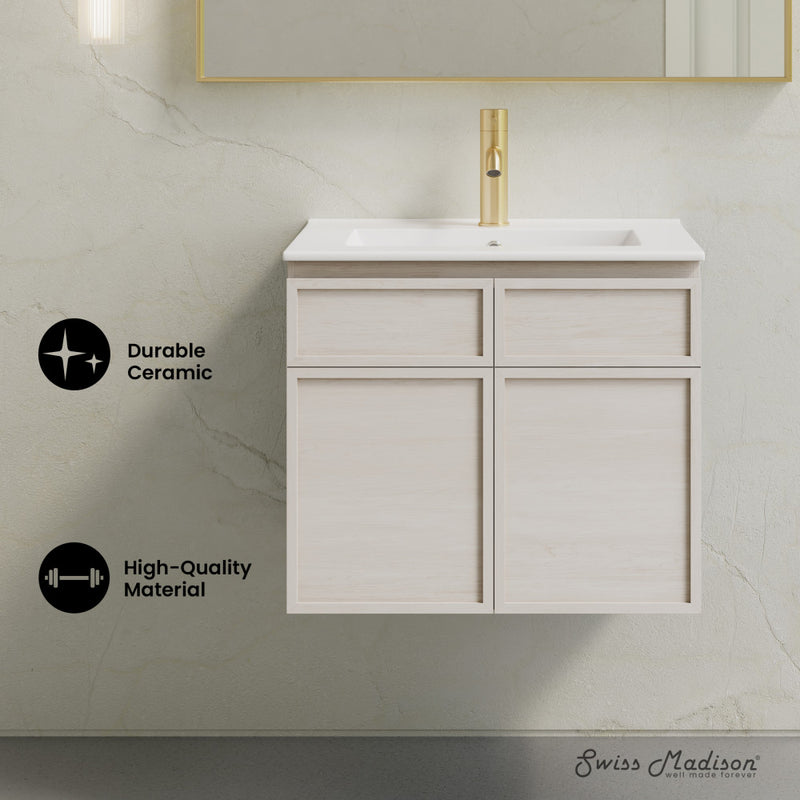 St. Tropez 24" Wall-Mounted Bathroom Vanity in White Oak with Sink Top
