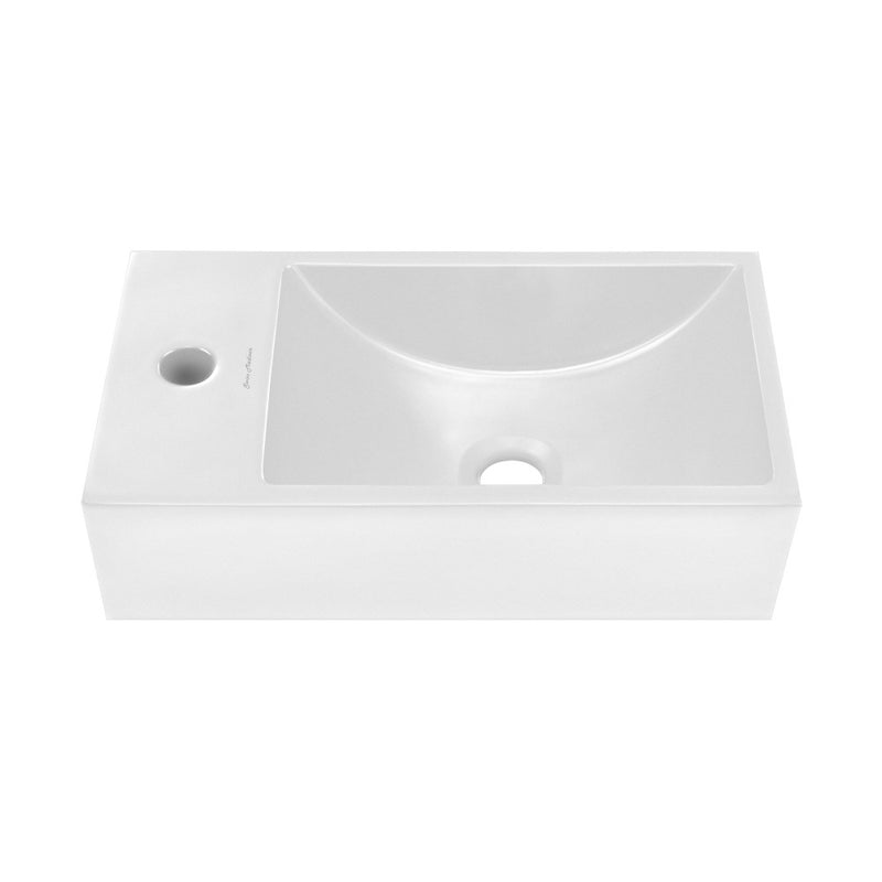 Lisse 16" Concrete Rectangle Wall-Mounted Sink with Left Side Faucet Mount in Matte White