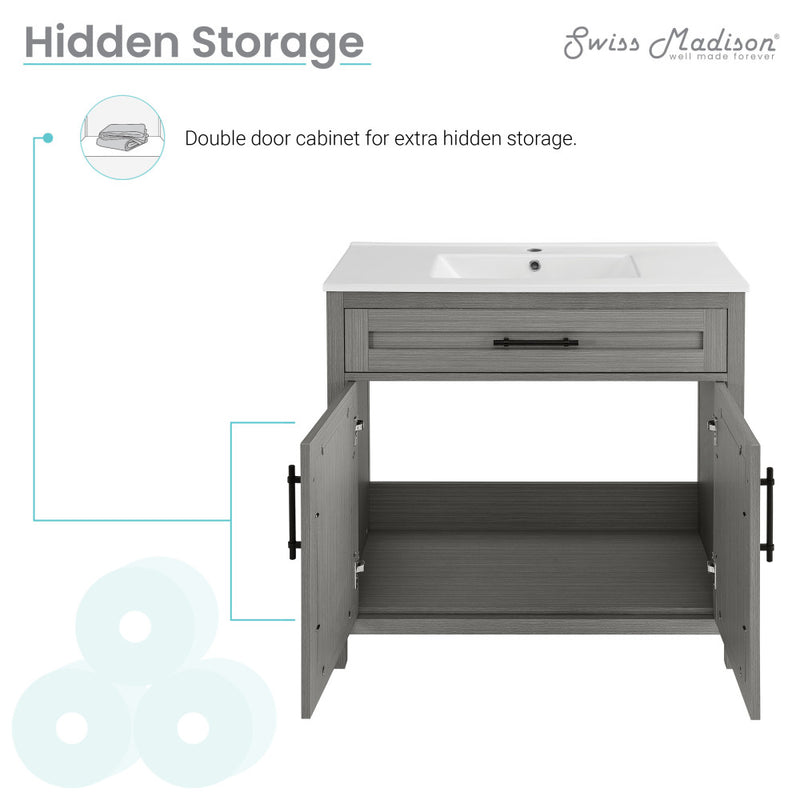 Calice 36" Freestanding Bathroom Vanity in Carbon Gray with Sink Top