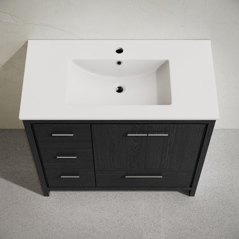 Virage 36" Freestanding Bathroom Vanity in Black Oak with Sink Top