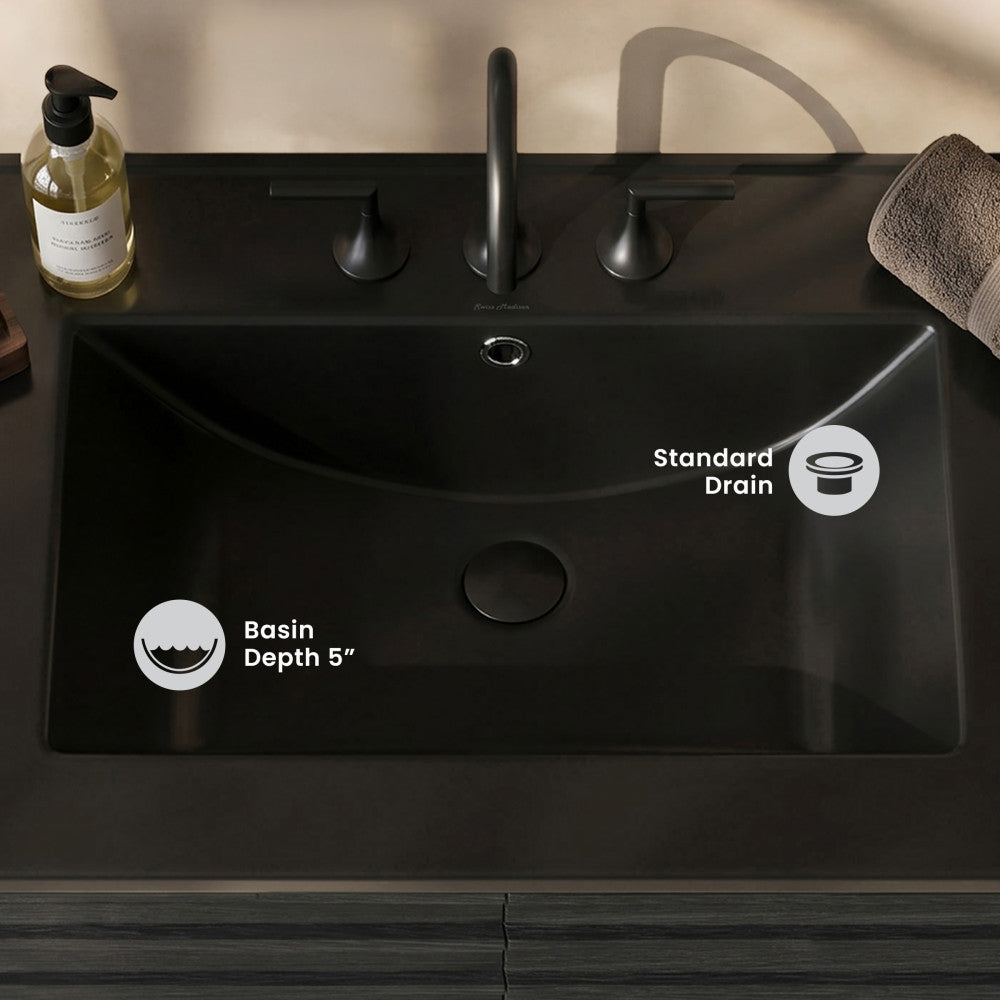 30" 3-Hole Widespread Vanity Sink Top in Matte Black