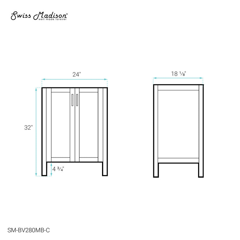 Avallon 24 Bathroom Vanity in Matte Black Cabinet Only