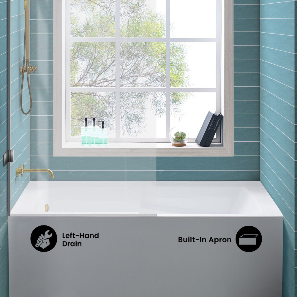 Voltaire 60" x 32" Left-Hand Drain Alcove Bathtub with Apron and Armrest