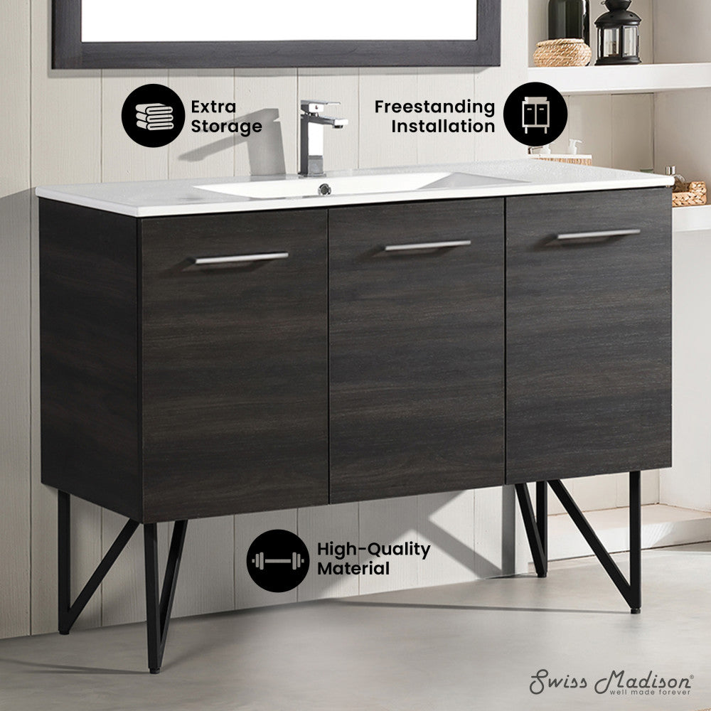 Annecy 48" Freestanding Bathroom Vanity in Black Walnut with Sink Top