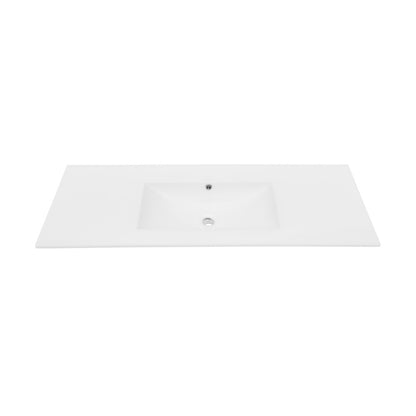 48" Zero Hole Vanity Sink Top in Glossy White