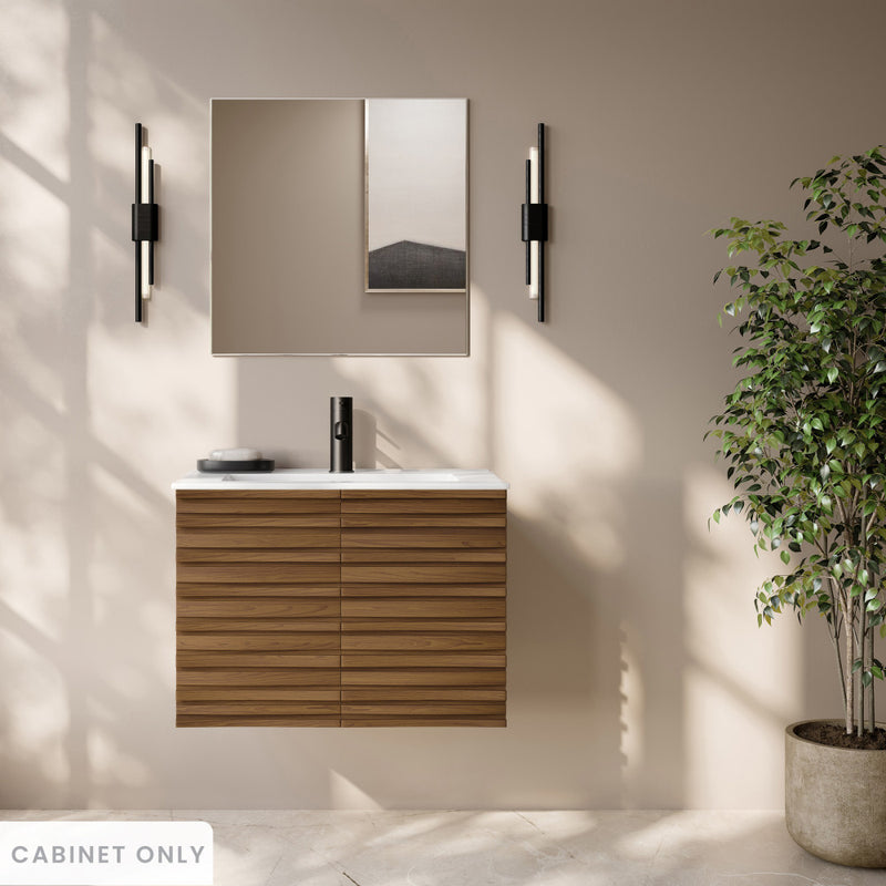 Cascade 30" Wall-Mounted Bathroom Vanity Cabinet without Top in Brown Oak