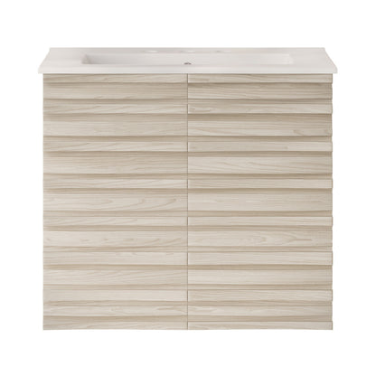 Cascade 24" Wall-Mounted Bathroom Vanity in White Oak with 3-Hole Widespread Sink Top