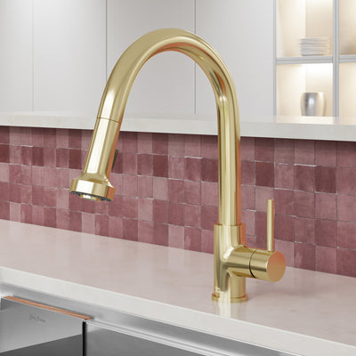 Nouvet Single Handle, Pull-Down Kitchen Faucet in Brushed Gold