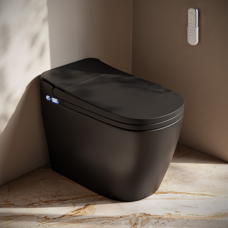 Avancer One Piece Smart Toilet 1.28 GPF in Matte Black with Heated Bidet, Air Drying, Night Light, Foot Sensor