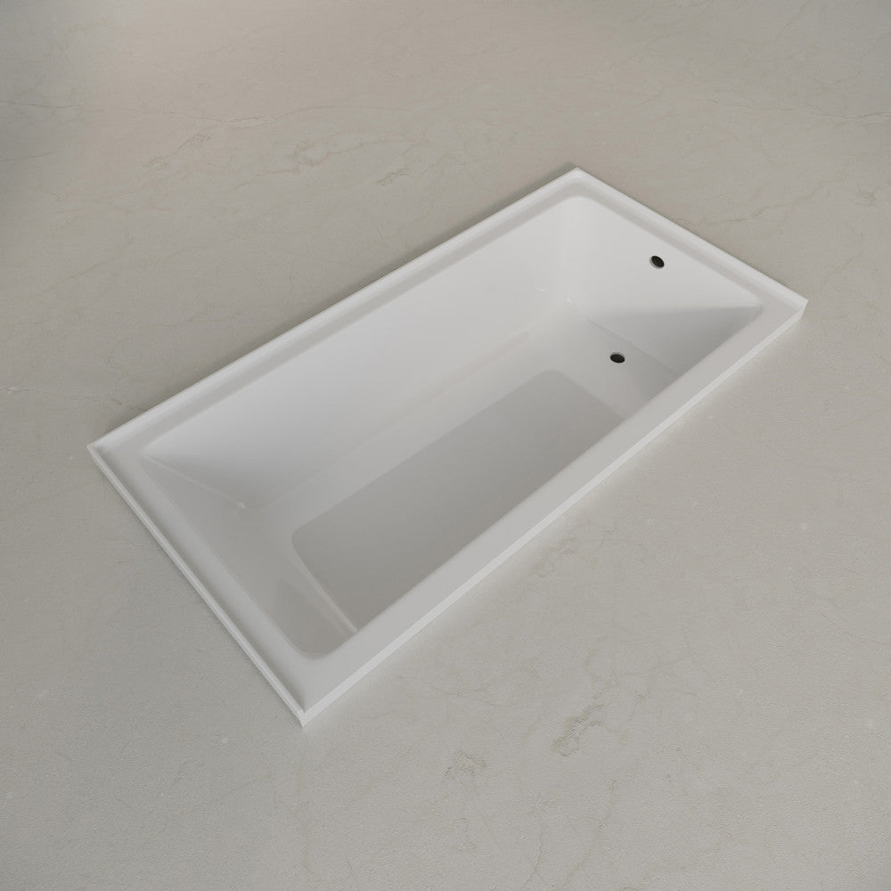 Voltaire 72 x 36 Right Drain Soaking Alcove Bathtub in Glossy White with Integrated Armrest