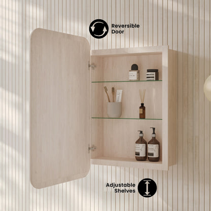 Plaisir 18 x 27 Recessed/Wall Mount Medicine Cabinet with Mirror in White Oak
