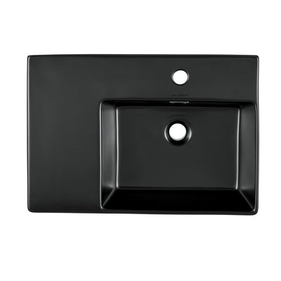St. Tropez 24 x 18 Ceramic Wall Hung Sink with Right Side Mount, Matte Black