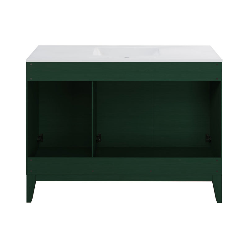 Cascade 48" Freestanding Bathroom Vanity in Green Oak with Sink Top