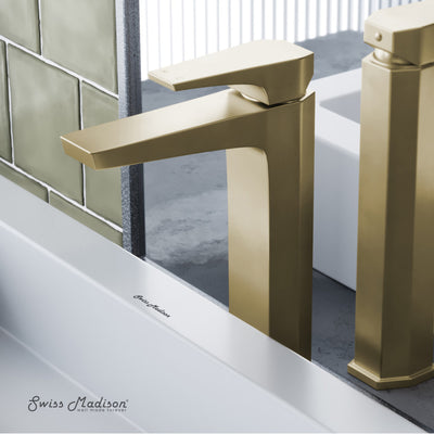 Voltaire Single Hole, Single-Handle, High Arc Bathroom Faucet in Brushed Gold