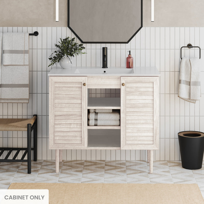 Bron 36" Freestanding Bathroom Vanity Cabinet without Top in White Oak