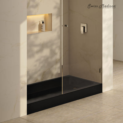 Voltaire 60 x 30 Shower Pan Base with Right Drain in Glossy Black