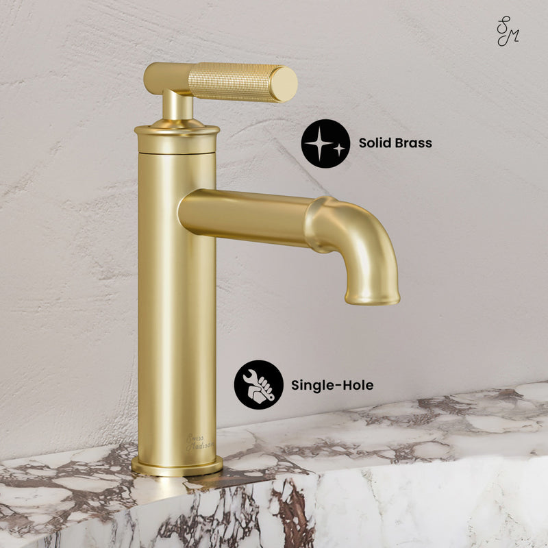 Avallon Single Hole, Single-Handle Sleek, Bathroom Faucet in Brushed Gold