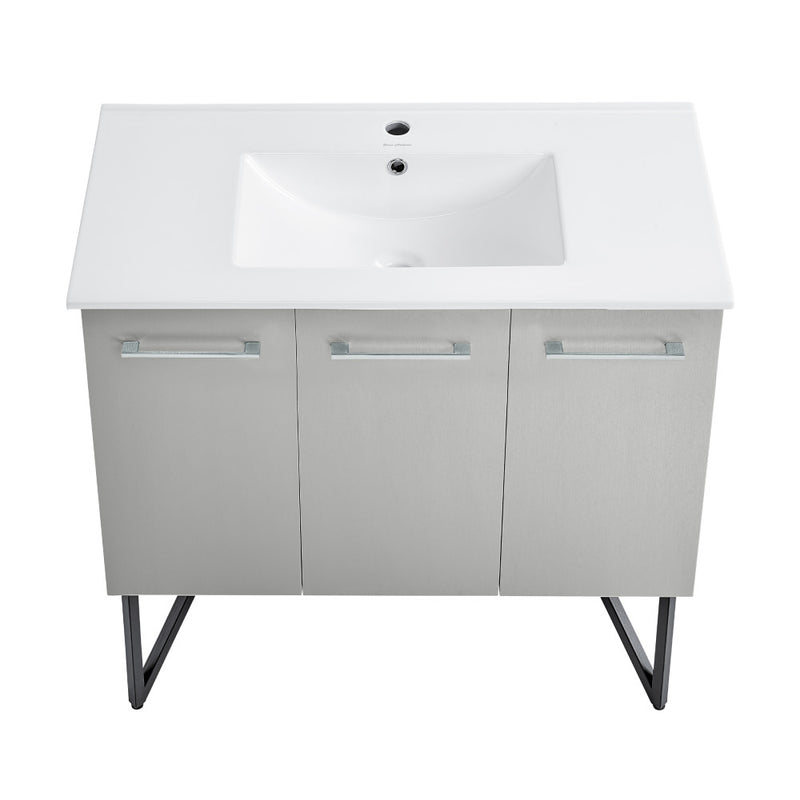 Annecy 36 Single, Brushed Grey, Two Doors, One Drawer, Bathroom Vanity