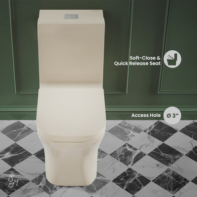 Concorde One Piece Square Toilet Dual Flush 1.1/1.6 gpf in Bisque