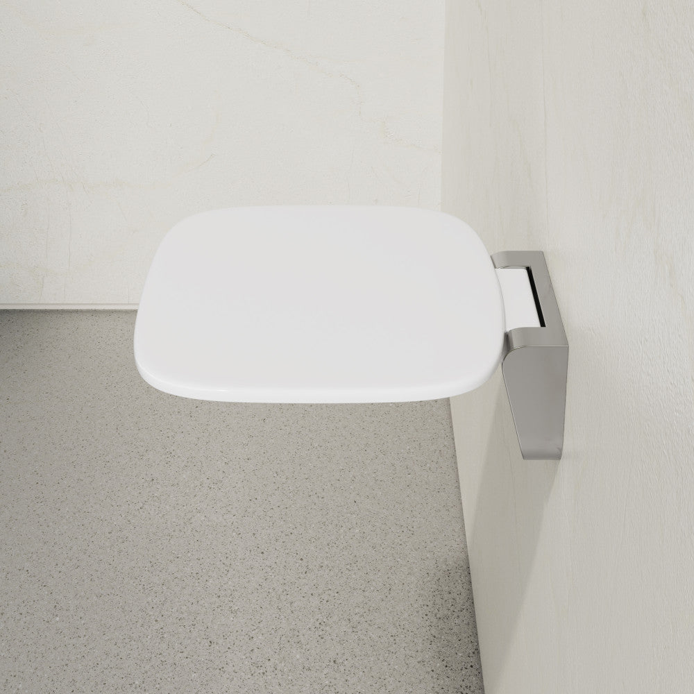 Auvergne 14" x 11" Folding Wall-Mounted Shower Seat in Glossy White