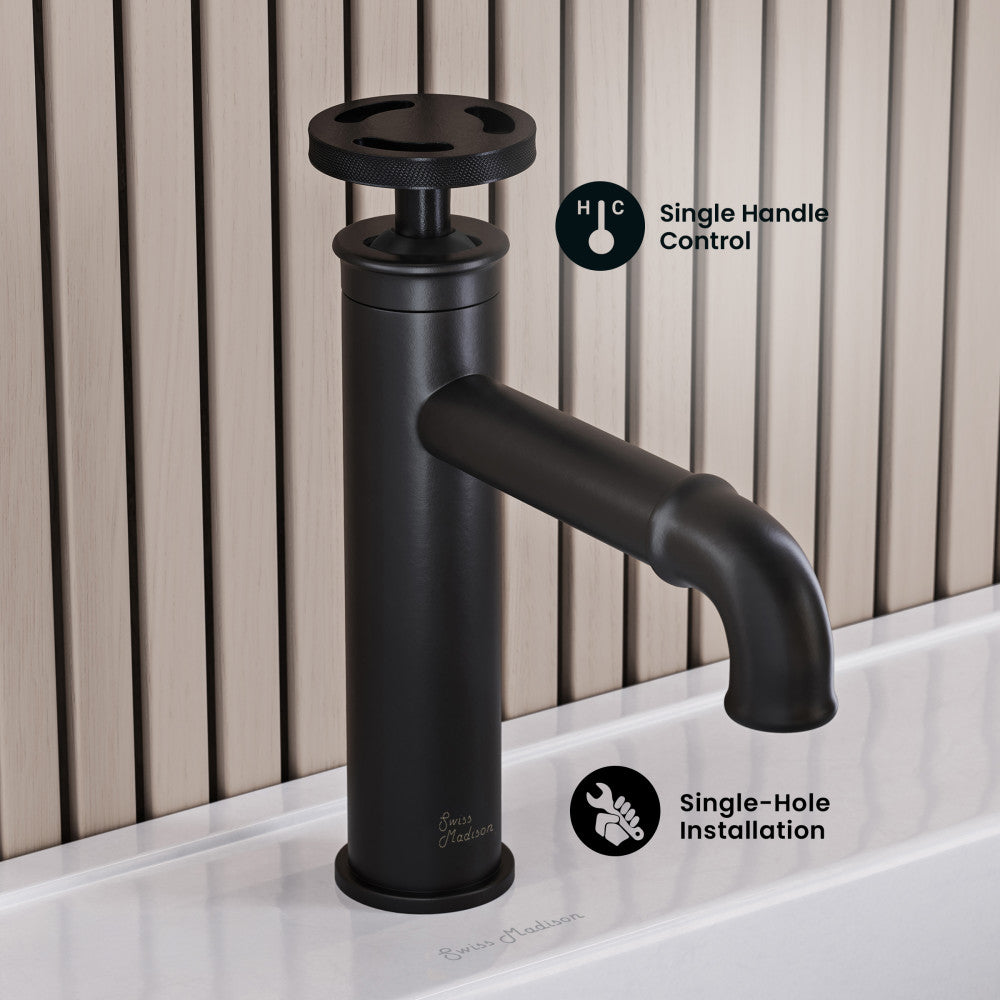 Avallon Single Hole, Single-Handle Wheel, Bathroom Faucet in Matte Black
