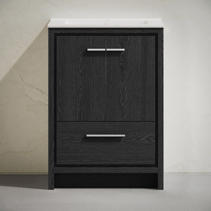 Virage 24" Freestanding Bathroom Vanity in Black Oak with Sink Top