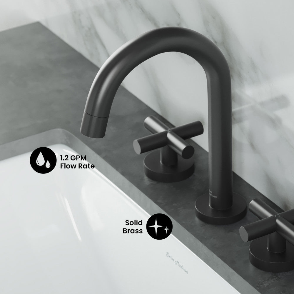 Ivy Courte 8 in. Widespread, Cross Handle, Bathroom Faucet in Matte Black