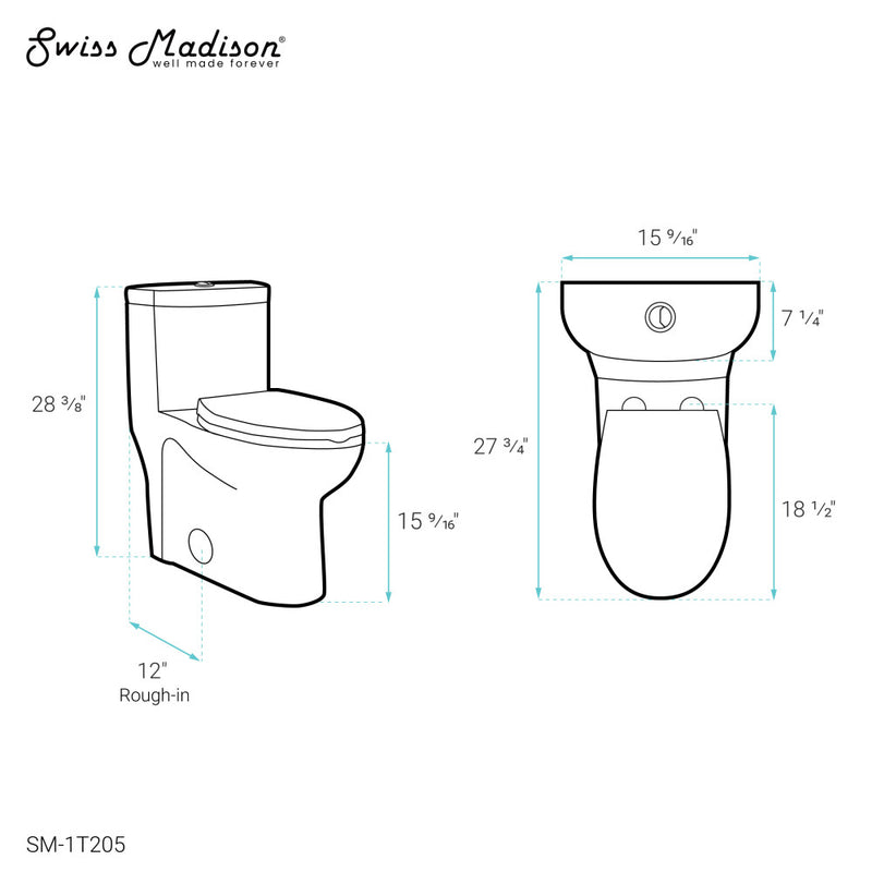 Sublime One-Piece Elongated Toilet Dual-Flush 1.1/1.6 gpf – Swiss ...