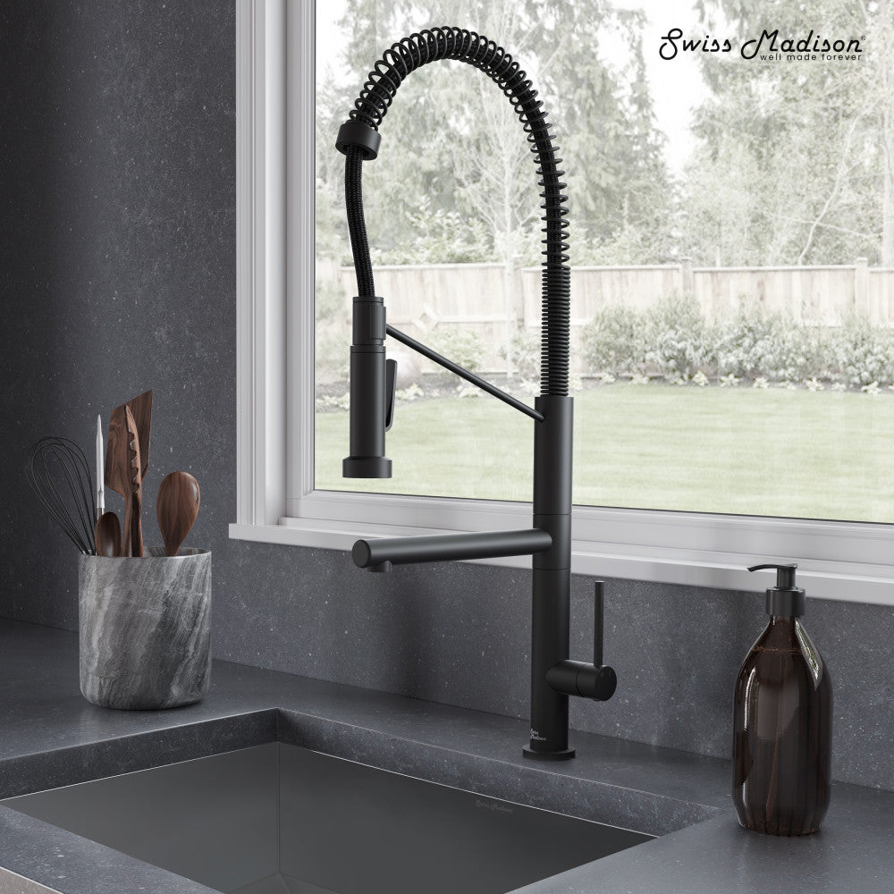 Nouvet Single Handle, Pull-Down Kitchen Faucet with Pot Filler in Matte Black