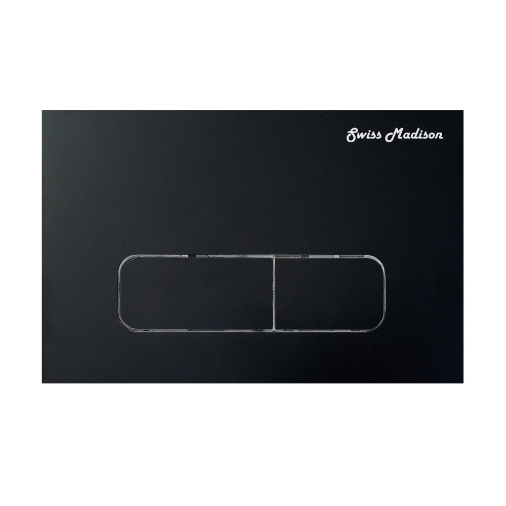 Carre Wall Mount Dual Flush Actuator Plate with Rectangle Push Buttons in Matte Black