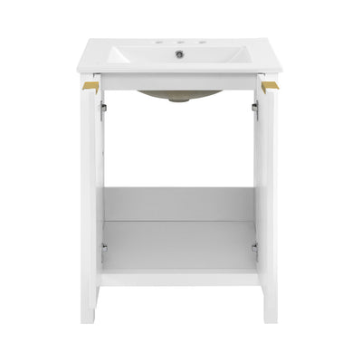 Bastille 24 in. White Bathroom Vanity With White, 3-Hole Ceramic Sink Top