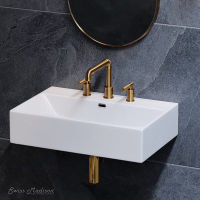 Claire 24" Rectangle Wall-Mount Bathroom Sink with 8" Widespread Holes