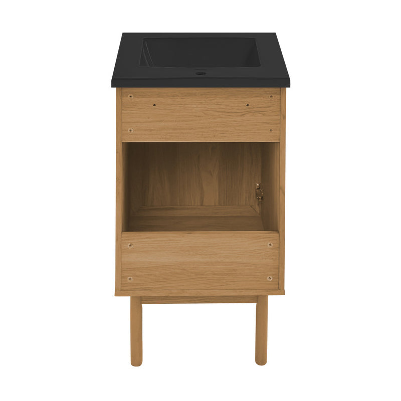 Classe 18" Freestanding Bathroom Vanity in Golden Oak with Black Sink Top