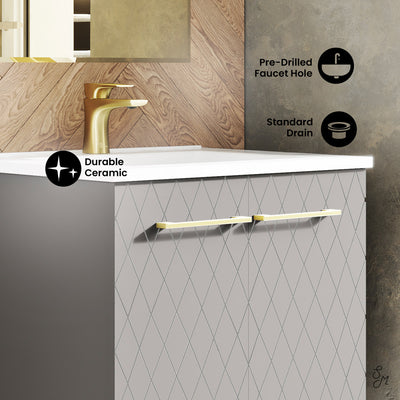 Annecy 24" Freestanding Bathroom Vanity in Diamond Gray with Sink Top