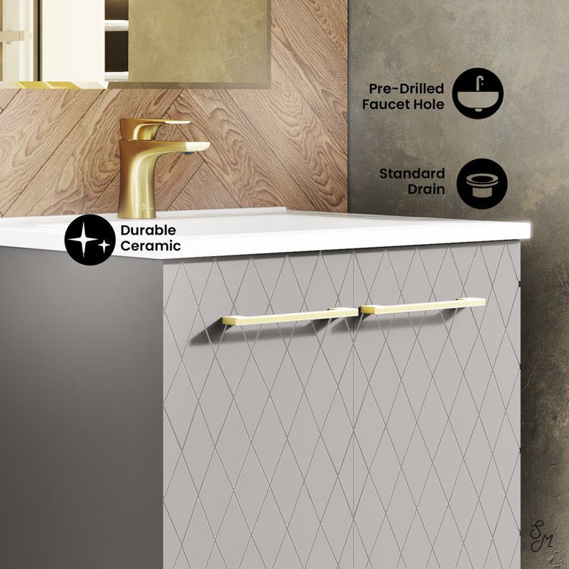 Annecy 24" Freestanding Bathroom Vanity in Diamond Gray with Sink Top