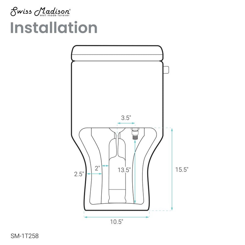 Carre One-Piece Square Toilet Left Side Flush Handle Toilet 1.28 gpf