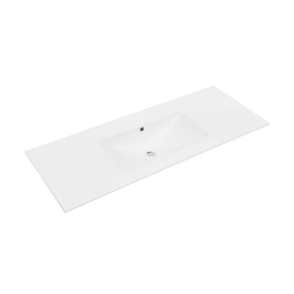 48" Zero Hole Vanity Sink Top in Glossy White