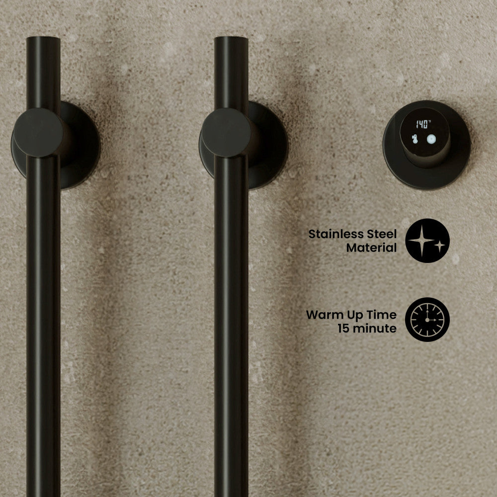 Monaco 2-Bar Electric Towel Warmer with Timer in Matte Black