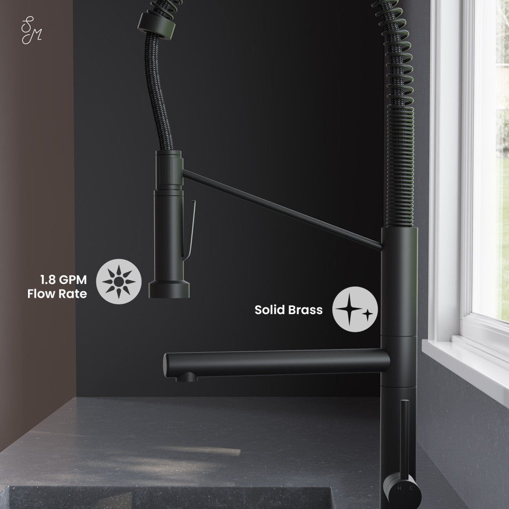 Nouvet Single Handle, Pull-Down Kitchen Faucet with Pot Filler in Matte Black