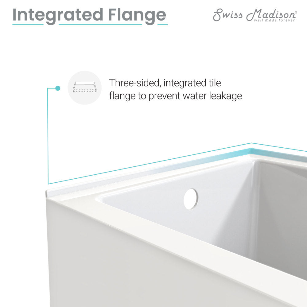 Apron front alcove acrylic bathtub 60x32 inch, right-hand integral drain, glossy white finish.