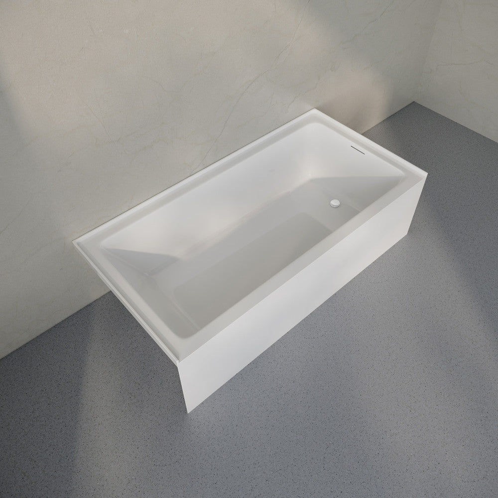 Voltaire 72 x 36 Skirted Right Drain Soaking Alcove Bathtub in Glossy White, Drain Included