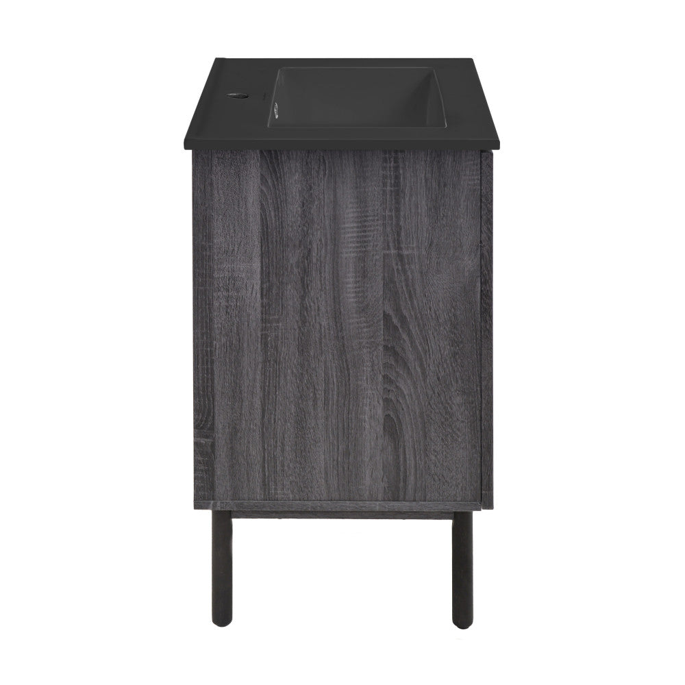 Classe 18" Freestanding Bathroom Vanity in Black Oak with Black Sink Top