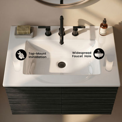 24" Ceramic Vanity Top with 8" Widespread Faucet Holes