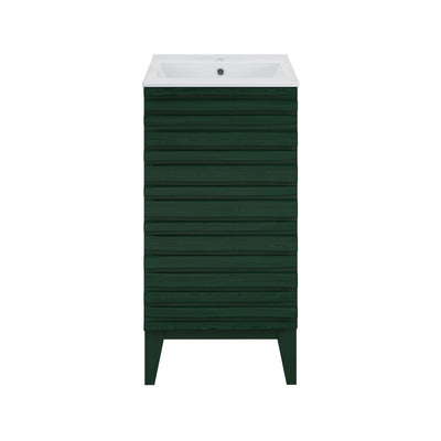 Cascade 18" Freestanding Bathroom Vanity in Green Oak with Sink Top