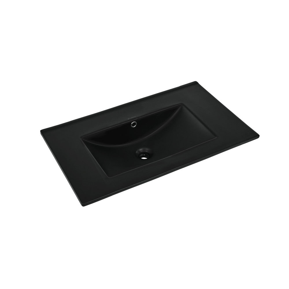 30" Zero Hole Vanity Sink Top in Matte Black
